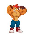  abs activision anthro biceps big_muscles clothed clothing crash_bandicoot crash_bandicoot_(series) flexing hi_res kheel male muscular muscular_male pecs solo topless 