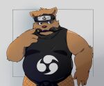  2023 anthro belly brown_body brown_nose canid canine canis domestic_dog hi_res humanoid_hands inunoshippo kemono male mammal ninja overweight overweight_male solo warrior 
