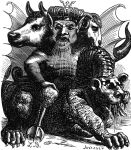  3_heads ambiguous_gender asmodeus_(character) avian_feet bodily_fluids chimera crown demon demon_humanoid dragon duo feral headgear hi_res horn humanoid male monochrome multi_head mythology mythology_(character) nipples open_mouth saliva unknown_artist wings 