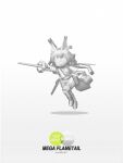  1girl animal_ear_fluff animal_ears arknights character_name flametail_(arknights) gradient_background highres holding holding_sword holding_weapon knee_up lounging monochrome norizc rapier simple_background solo squirrel_ears sword weapon white_background 