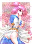  ass bad_id bad_pixiv_id breast_hold breasts breasts_outside covering from_behind fundoshi hair_bobbles hair_ornament japanese_clothes koibumi looking_back medium_breasts off_shoulder onozuka_komachi red_eyes red_hair short_hair solo touhou two_side_up undressing 