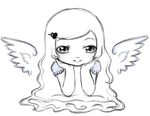  angel impending_sky monochrome sketch smile solo tagme 