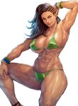 abs absurdres arm_over_head bikini cirenk highres laura_matsuda looking_at_viewer muscular muscular_female shaved_head street_fighter street_fighter_v swimsuit 