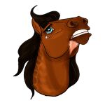  1:1 2021 alpha_channel amber18db ambiguous_gender blue_eyes bodily_fluids brown_body brown_hair brown_mane digital_media_(artwork) dolero equid equine eyebrows feral hair headshot_portrait horse low_res mammal mane portrait simple_background solo tears teeth 