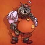  2023 anthro belly big_belly black_nose canid canine canis clothing disney grey_body hat headgear headwear korndoggychub male mammal money overweight overweight_male robin_hood_(disney) sheriff_of_nottingham solo wolf 