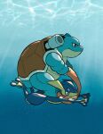  artist_name blastoise brown_eyes closed_mouth commentary english_commentary from_side greninja highres no_humans pokemon pokemon_(creature) profile surfing swimming teletelo underwater 
