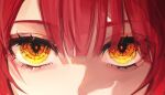  1girl 58_(opal_00_58) bangs blunt_bangs chainsaw_man close-up commentary crystal_eye eye_focus eyelashes hair_over_one_eye highres looking_at_viewer makima_(chainsaw_man) nose red_hair ringed_eyes sidelocks solo yellow_eyes 