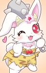  &lt;3 animal_print anthro bluehiyokobunny cherry clothed clothing club_(weapon) fake_horns female flower_accessory food fruit fur hi_res jewelpet jewelry kanabō lagomorph leporid mammal melee_weapon necklace one_eye_closed plant rabbit red_eyes ruby_(jewelpet) sanrio sega_toys solo tiger_print torn_clothing weapon white_body white_fur wink 