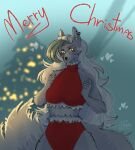  &lt;3 anthro artechka big_breasts blue_background bottomwear breasts canid canine canis cheek_tuft christmas christmas_tree clothed clothing ear_piercing ear_ring eyelashes facial_markings facial_tuft female five_nights_at_freddy&#039;s five_nights_at_freddy&#039;s:_security_breach fur green_highlights grey_body grey_fur hair head_markings hi_res highlights_(coloring) holidays long_hair looking_at_viewer mammal markings piercing plant red_bottomwear red_clothing red_topwear ring_piercing roxanne_wolf_(fnaf) scottgames simple_background solo text topwear tree tuft white_hair wide_hips wolf yellow_eyes 
