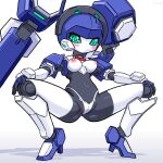  android blazermate breasts highres joints mechanical_arms mechanical_legs medarot medium_breasts nepgalle panties robot robot_girl robot_joints squatting topless underwear white_panties 