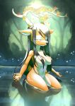  absurd_res animal_crossing anthro breasts convenient_censorship deer eyes_closed female flower gashiboka hair hair_covering_breasts hi_res mammal nintendo nude plant solo water 