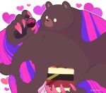  &lt;3 anthro bear belly blush box_of_chocolates brown_body brown_fur candy chocolate claws dessert food fur kiirono_16 male mammal mr._grizz nintendo overweight slime solo splatoon valentines_day_card 