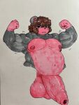  animal_humanoid anthro big_penis black_eyes black_nose flexing foreskin fur genitals grey_body grey_fur hi_res huge_penis humanoid hyper hyper_genitalia hyper_penis ink khrunkisillegal male mammal mammal_humanoid marker_(artwork) murid murine musclegut muscular nipples penis pink_body pink_skin rat rodent rodent_humanoid roque_(khrunkisillegal) solo torso traditional_media_(artwork) vein veiny_penis 