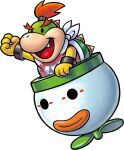  1boy bowser_jr. bracelet clenched_hand fang horns jewelry koopa_clown_car mario_&amp;_luigi_rpg mario_&amp;_luigi_rpg_(style) mario_(series) neckerchief open_mouth red_hair spiked_shell 