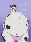  absurd_res anthro belly big_belly big_breasts bovid bovine breasts canid canine canis cattle dialogue digestion female female_pred fur hi_res horn hybrid lulu_(disambiguation) male mammal nipples nude oral_vore rumbling_stomach teats text udders videlthewusky vore wolfdog 