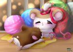  2019 3_toes accessory ball_of_yarn barrette_(hamtaro) blush bow_ribbon brown_body brown_fur cricetid cunnilingus duo feet female female/female feral fur genitals hair_accessory hair_bow hair_ribbon hamster hamtaro_(series) lying mammal on_front one_eye_closed oral penelope_(hamtaro) pussy red_bow ribbons rodent sex signature toes tokemoemon vaginal white_body white_fur yarn young 