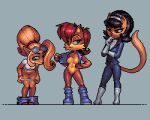  activision anthro archie_comics bandicoot bottomwear bottomwear_down breasts chipmunk clothed clothing coco_bandicoot crash_bandicoot_(series) darktinny digital_media_(artwork) domestic_cat featureless_breasts felid feline felis female ground_squirrel group jacket kitty_katswell looking_at_viewer mammal marsupial nickelodeon open_clothing open_jacket open_topwear pants pants_down partially_clothed pixel_(artwork) rodent sally_acorn sciurid sega simple_background sonic_the_hedgehog_(archie) sonic_the_hedgehog_(comics) sonic_the_hedgehog_(series) t.u.f.f._puppy topwear trio undressing 
