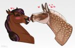  &lt;3 2023 ambiguous_gender blush brown_body digital_media_(artwork) dreki_(skuggamul) duo equid equine eyebrows eyes_closed facial_markings feral hair head_markings headshot_portrait hi_res highlights_(coloring) horse hybrid jenery licking long_ears mammal mane markings mule multicolored_hair portrait short_hair simple_background skugga_(skuggamul) smile tan_hair tan_mane teeth tongue tongue_out two_tone_hair 