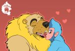  american_black_bear anthro bax_(monkeydbax) bear black_bear eyes_closed eyewear eyewear_only french_kissing glasses glasses_only haplorhine hearts_around_head hi_res karou_(thekbear) kermode_bear kissing male male/male male_anthro mammal mane monkey nude open_mouth primate simple_background size_difference thekinkybear ursine 