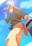 animal_ears bunny_ears charlotte_e_yeager long_hair panties rison solo strike_witches striker_unit tail underwear v world_witches_series 