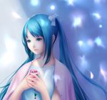  aqua_eyes aqua_hair bow cellphone hair_bow hatsune_miku jewelry long_hair phone ring solo twintails vocaloid yori_(shitsuon) 