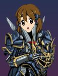  80s armor brown_hair crossover helmet highres hirasawa_yui k-on! m.d._geist oldschool smile solo vzmk2 