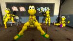  3d_(artwork) anonymous_artist anthro anus balls butt chair clothing digital_media_(artwork) feet fingers footwear furniture genitals group hi_res humanoid_genitalia humanoid_penis koopa koopa_troopa male mario_bros masturbation nintendo nude peace_symbol penis reptile sandals scalie short_tail source_filmmaker tail toes unknown_artist vein veiny_penis yellow_body 