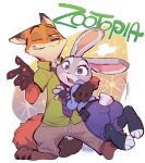  2023 aloha_shirt anthro big_butt bottomwear breasts butt canid canine claws clothed clothing dipstick_ears dipstick_tail disney duo embrace female fox fur gloves_(marking) green_eyes hug judy_hopps kaeritai07 lagomorph leg_markings leporid male male/female mammal markings multicolored_body multicolored_ears multicolored_fur necktie nick_wilde one_eye_closed one_eye_half-closed open_mouth pants pattern_clothing pattern_shirt pattern_topwear purple_eyes rabbit raised_tail shirt smile smirk surprise tail tail_markings teeth text thick_thighs tight_bottomwear tight_clothing toe_claws topwear two_tone_body two_tone_fur wide_eyed wide_hips wiggle wink zootopia 