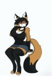  absurd_res anthro big_breasts blush breasts cleavage clothed clothing fan_character female fluffy fluffy_tail hi_res legwear maxine_boulevard pace-maker shirt small_waist solo tail tank_top thick_thighs thigh_highs topwear wide_hips 