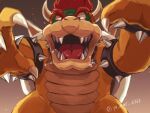  1boy armlet bowser bracelet claws collar horns jewelry looking_at_viewer mario_(series) open_mouth red_hair sharp_teeth spiked_armlet spiked_bracelet spiked_collar spikes teeth ya_mari_6363 