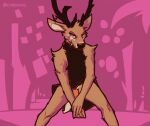  2023 anthro antlers biped bottomless bottomless_anthro bottomless_male brown_body brown_fur clothed clothing deer digital_media_(artwork) fangs fur genitals horn lawyerdog looking_at_viewer male mammal multicolored_body multicolored_fur panko_(lawyerdog) penis solo teeth two_tone_body two_tone_fur white_body white_fur 