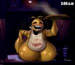  &lt;3 animatronic anthro areola avian beakless bent_over bib big_breasts bird black_sclera blush bodily_fluids breasts chicken clothing dangodanger english_text exclamation_point female five_nights_at_freddy&#039;s five_nights_at_freddy&#039;s_2 food galliform gallus_(genus) hi_res holding_plate huge_breasts hyper hyper_breasts machine nipples non-mammal_breasts open_mouth panties phasianid pizza plate profanity robot saliva scottgames sharp_teeth solo teeth text thick_thighs toy_chica_(fnaf) underwear white_eyes yellow_body 