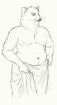  2019 anthro belly cettus clothed clothing fisher_(animal) gulonine holding_object keld_pederson male mammal mustelid musteline overweight overweight_anthro overweight_male sketch solo standing topless towel towel_only 