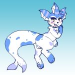  absurd_res anthro balls blush blush_lines eeveelution fan_character generation_1_pokemon genitals hi_res jitterclaws male nintendo pawpads paws pokemon pokemon_(species) solo spots spotted_body stripes vaporeon 