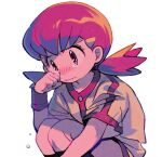  1girl blush commentary crying hair_ornament hairclip long_hair ok_ko19 pink_eyes pink_hair pokemon pokemon_(game) pokemon_gsc short_shorts short_sleeves shorts solo twintails white_background whitney_(pokemon) 