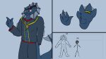  absurd_res anthro clothing digit_ring eye_patch eyewear feet fin foot_focus footwear gem hi_res humanoid jewelry male manj10 membrane_(anatomy) muscular necklace pirate ring scar size_reference solo stick_figure tail toe_ring victide victor_the_victide webbed_feet webbed_hands 