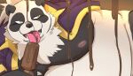  anthro bear belly black_and_white_fur candy chocolate dessert food giant_panda licking male mammal melted_chocolate moobs nipples onkanoura overweight popsicle solo tongue tongue_out 