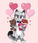  &lt;3 &lt;3_eyes 3_toes anthro balloon blue_eyes blush bouquet bow_tie bow_tie_only box_of_chocolates candy chocolate clothed clothing cute_expression cute_eyes dessert digital_media_(artwork) dipstick_ears dipstick_fingers dipstick_tail dipstick_toes domestic_cat egyptian_mau eyewear feet felid feline felis flower food fur glasses grey_body hair heart_balloon hi_res holidays inflatable looking_at_viewer male mammal markings mostly_nude multicolored_body multicolored_ears multicolored_tail nixuelle open_mouth pink_nose plant plushie ribbons rose_(flower) simple_background smile solo soyyemilk tail tail_markings teddy_bear teeth toes tongue tuft valentine&#039;s_day 