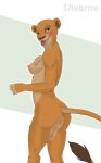  absurd_res anthro big_butt blush bodily_fluids breasts butt disney felid female fur hi_res kiara lion looking_at_viewer mammal nipples nude orange_body orange_fur pantherine pink_nipples red_eyes saliva saliva_on_tongue seductive shvarnolion side_boob smile smiling_at_viewer solo standing tail the_lion_king 