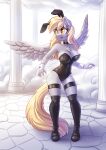  2023 absurd_res anthro black_clothing black_leotard blonde_hair boots bow_tie breasts bunny_costume chest_tuft clothing costume cuffs_(clothing) cutie_mark dandy_(artist) derpy_hooves_(mlp) equid equine eyebrow_through_hair eyebrows eyelashes fake_ears fake_rabbit_ears feathered_wings feathers female footwear friendship_is_magic glistening grey_body grey_feathers hair hasbro hi_res inner_ear_fluff legwear leotard long_hair mammal my_little_pony open_mouth pegasus solo tail thigh_boots thigh_highs translucent translucent_hair tuft unguligrade_anthro wings yellow_eyes yellow_tail 