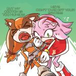  1:1 2023 amy_rose anonymous_artist anthro badger bike_shorts blush bottomwear clothing duo eulipotyphlan female fur hedgehog mammal mustelid musteline orange_body orange_fur pink_body pink_fur sega shorts sonic_boom sonic_the_hedgehog_(series) sticks_the_jungle_badger tight_bottomwear tight_clothing tight_shorts undressing 