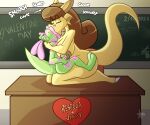  breasts brown_hair chalkboard dragon female hair hi_res holidays jamearts jimmy_(jamearts) kiss_mark kissing lizard male male/female nipples nude rebecca_(jamearts) reptile scalie valentine&#039;s_day 