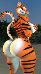  3d_(artwork) anthro beach big_butt breasts bubble_butt butt digital_media_(artwork) felid female hand_on_breast hi_res huge_butt kyleroo looking_back mammal nude open_mouth orange_eyes outside pantherine petruz_(copyright) plant presenting presenting_hindquarters raised_tail rock sand seaside side_boob smile solo source_filmmaker tail teeth tiger tiger_(petruz) tree 