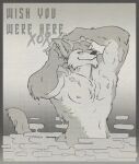  anthro bathing canid canine canis dislyte ear_piercing ear_ring freddy_(dislyte) fur hand_above_head male mammal piercing ring_piercing scar smug soap solo steam_censorship tasteful_nude text washing_hair wet wet_body wet_fur wolf zinthings 