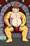  a_glitched_cat absurd_res belly body_hair bowser bulge clothing feet hi_res humanoid_feet koopa male mario_bros nintendo nipples pecs plantigrade scalie solo underwear 