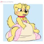  anthro benny_(mao_mao:_heroes_of_pure_heart) blush canid canine canis diaper domestic_dog full_diaper hi_res kibacpup male mammal messy solo spankapup 