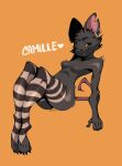  &lt;3 2022 4_toes anthro artist_name black_body black_claws black_clothing black_eyes black_fur black_nose breasts camille_(fortnite) cheek_tuft claws clothing crooked_tail crooked_whiskers ear_piercing ear_ring english_description epic_games exposed_breasts facial_tuft featureless_breasts feet female fortnite full-length_portrait fur glistening glistening_body glistening_fur head_tuft hip_tuft legs_together legwear legwear_only looking_at_viewer mammal midair mostly_nude multicolored_clothing murid murine name_drop notched_ear one_eye_closed orange_background pattern_clothing pattern_legwear pattern_stockings piercing pink_tail portrait raftrdrk rat reclining ring_piercing rodent shaded shoulder_tuft simple_background sitting slim small_breasts smile solo stockings stockings_only striped_clothing striped_legwear striped_stockings stripes tail text thigh_highs toe_claws toeless_legwear toeless_stockings toes tuft two_tone_clothing white_clothing white_text 
