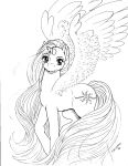  2006 ambiguous_gender cutie_mark equid equine eyebrows feathered_wings feathers feral hair hasbro hi_res horn horse horse_tail line_art long_hair mammal my_little_pony pony pre-g4 prick_ears qwaychou signature smile solo tail unicorn_horn winged_unicorn wings 