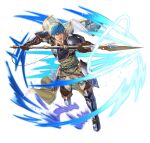  1boy armor blue_eyes blue_hair breastplate fire_emblem fire_emblem:_radiant_dawn fire_emblem_heroes geoffrey_(fire_emblem) holding holding_polearm holding_weapon leg_armor male_focus official_art parted_lips polearm solo weapon white_background 