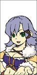  blue_hair breasts cleavage female final_fantasy final_fantasy_crystal_chronicles lowres midriff red_eyes selkie simple_background solo white_background 